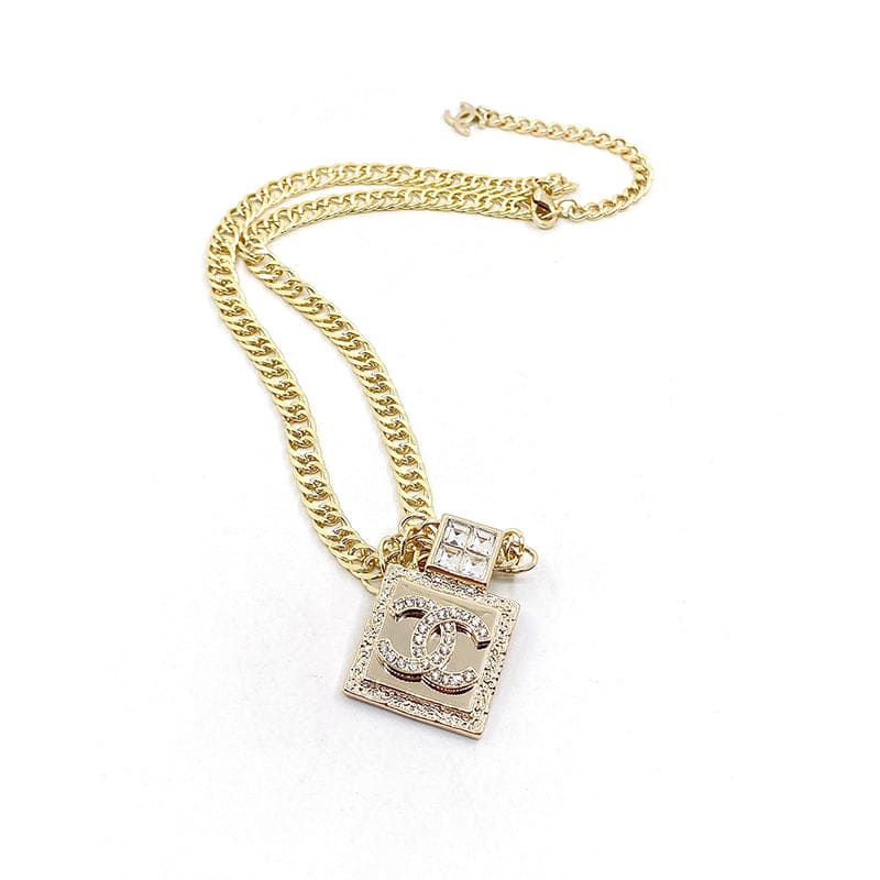 18K Chanel Metal & Diamond Pendant Necklace