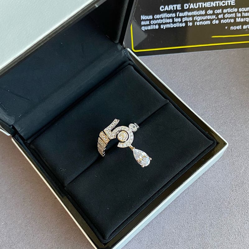 18K Chanel Diamond No.5 Drop Ring