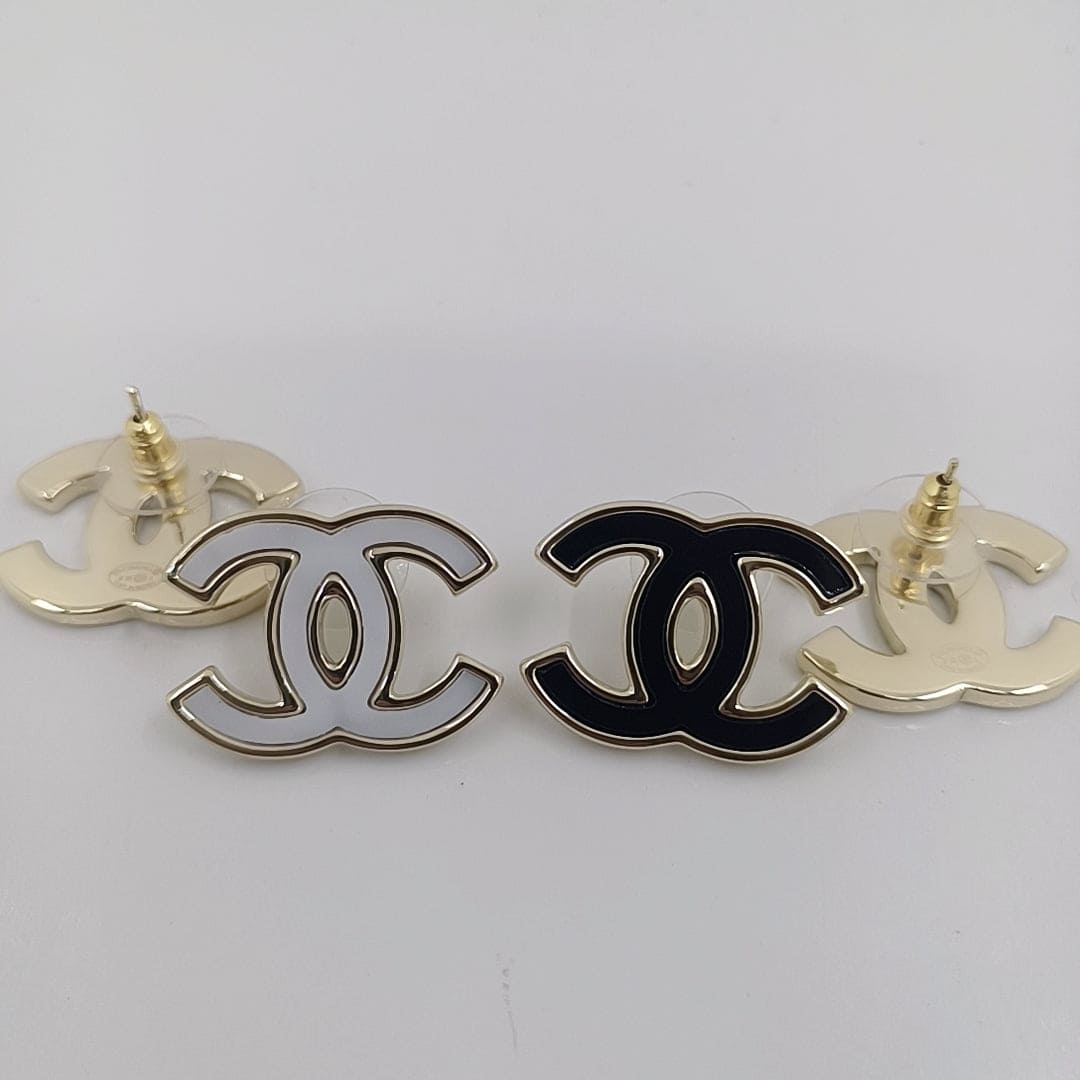 18K Chanel Black & White Earrings