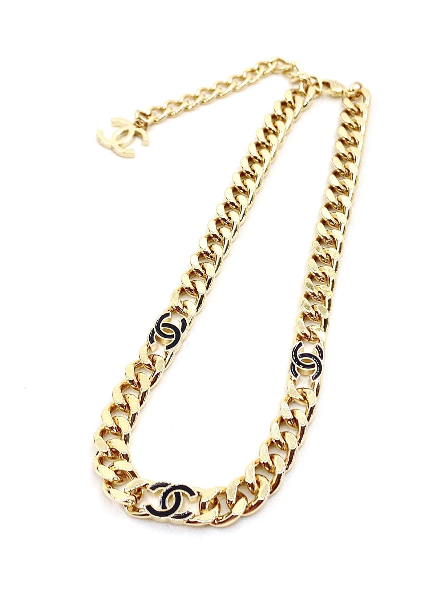 18K Black Chanel Chain Necklace