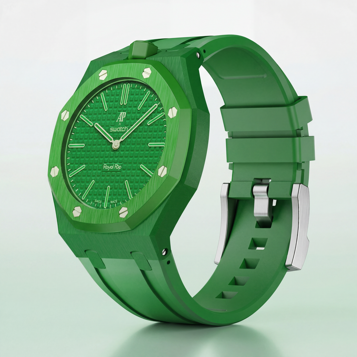 Royal Pop Hybrid Strap — Malachite | Ceramic-TPU Band for Swatch × AP Royal Pop
