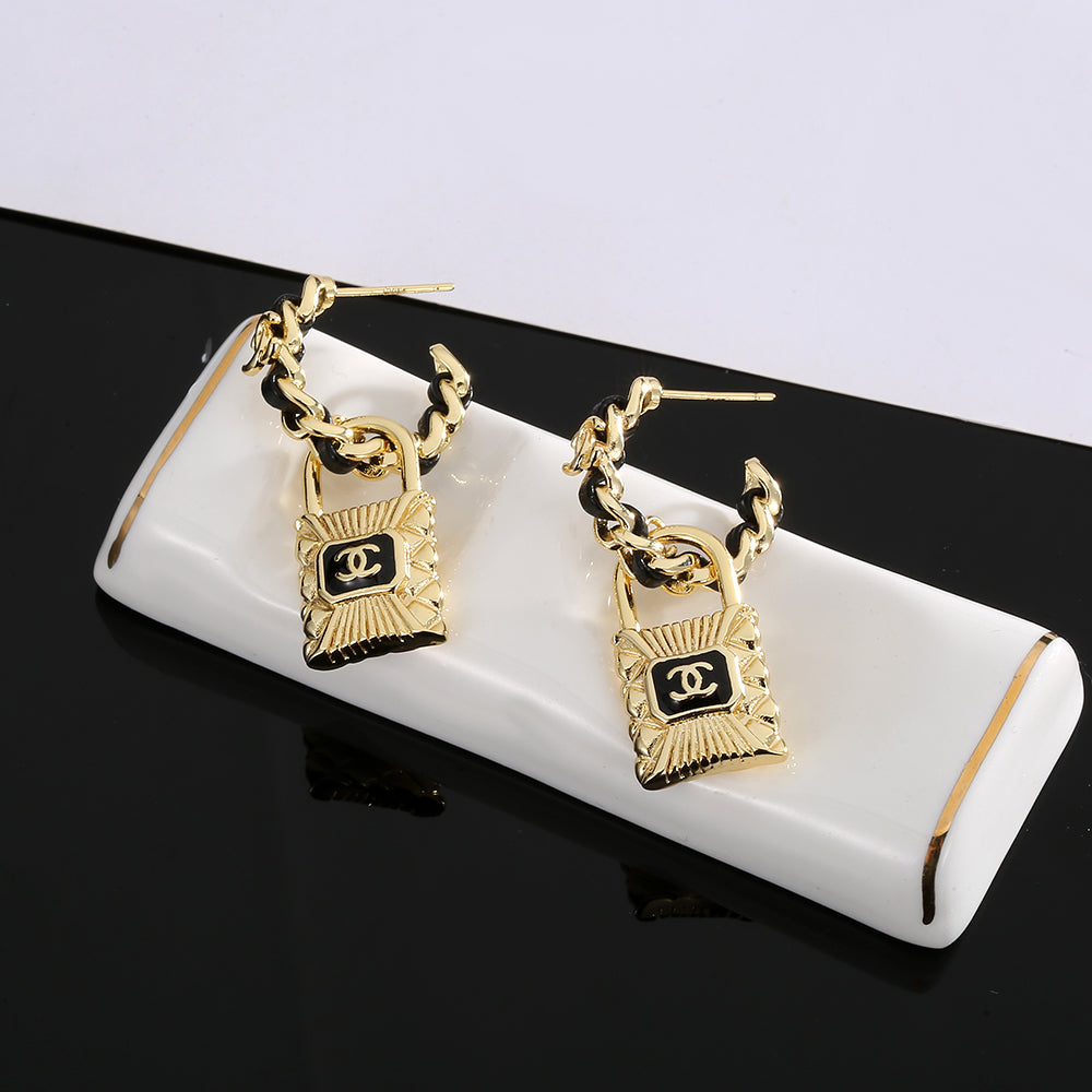 18K Chanel Lock Earrings