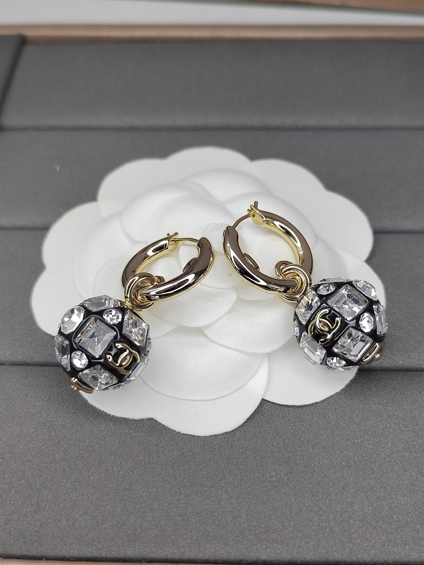 18K Chanel Ball Crystals Earrings