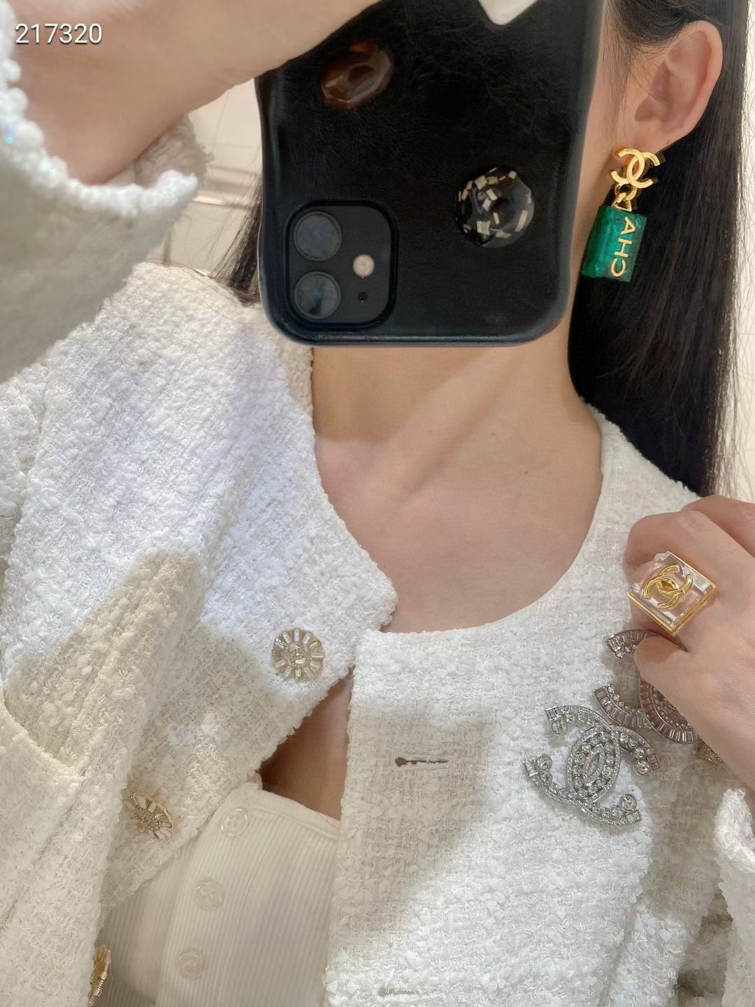 18K Chanel Green Perfume Bottle Earrings