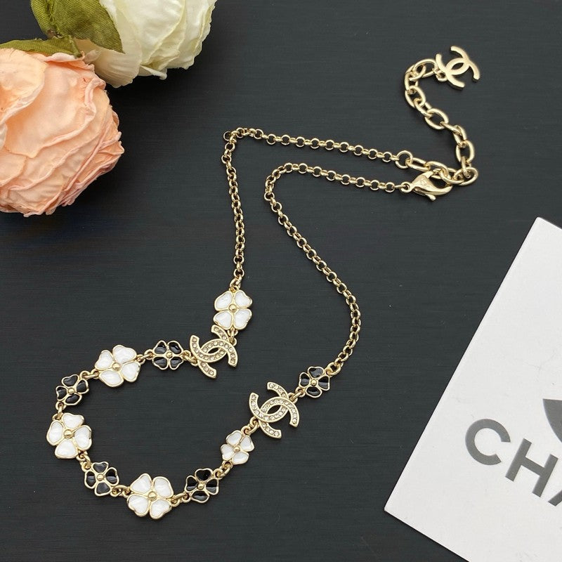 18K Chanel Black & White Camellia Necklace