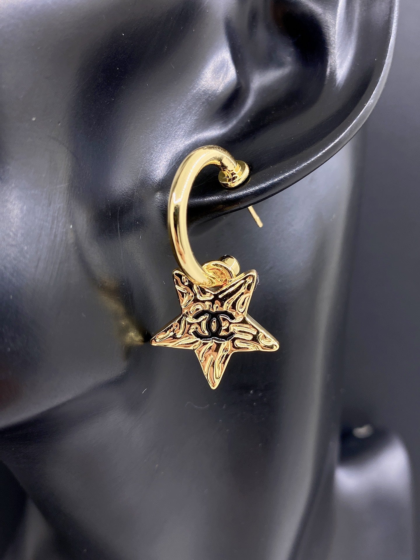 18K Chanel Heart Star Earrings