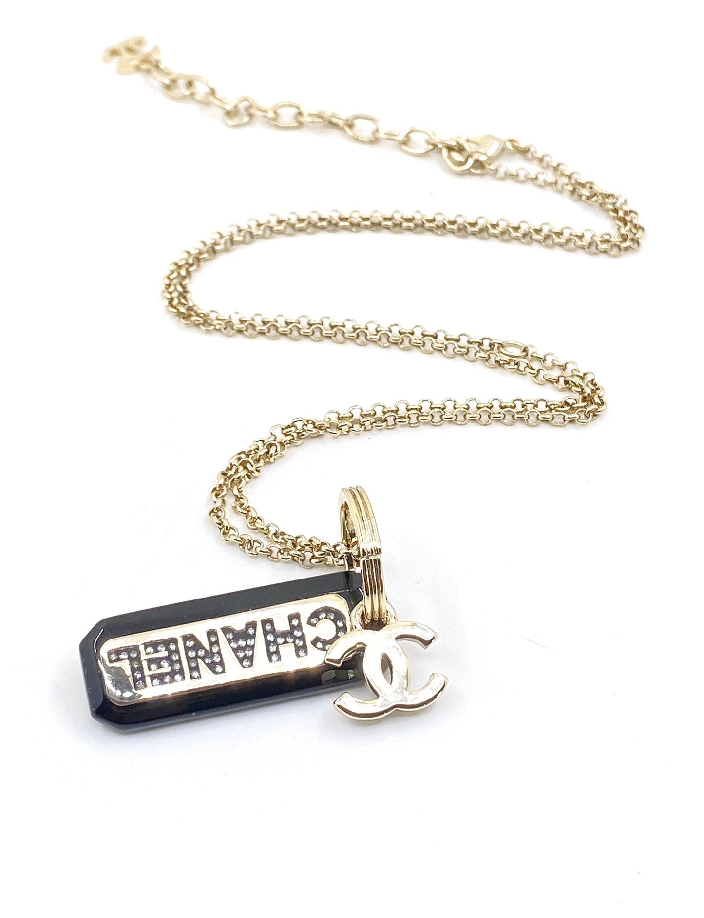 18K Chanel Black Plate Chain Necklace