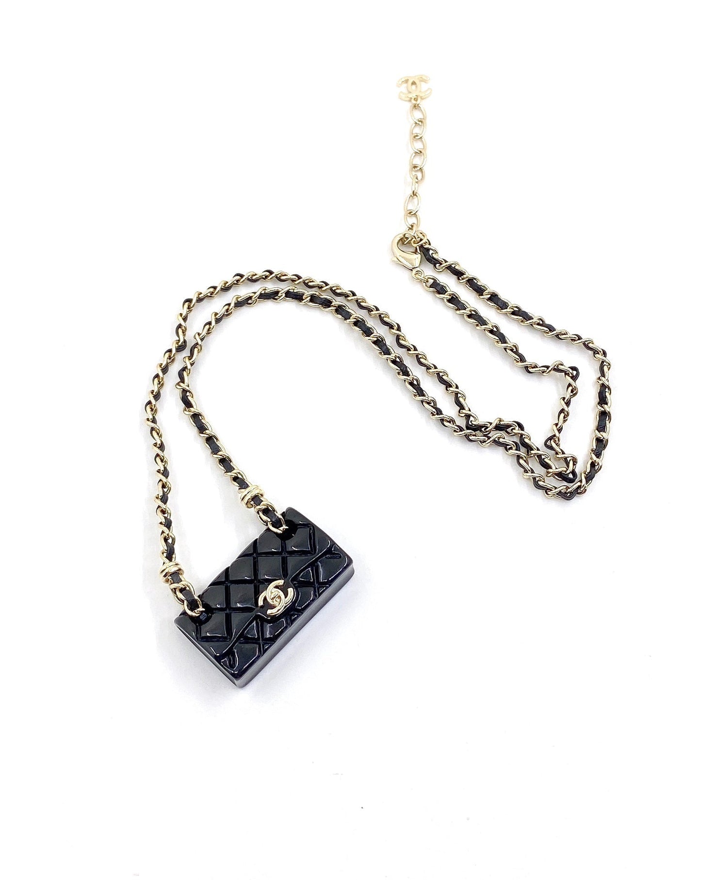 18K Chanel Black Bag Pendant Necklace
