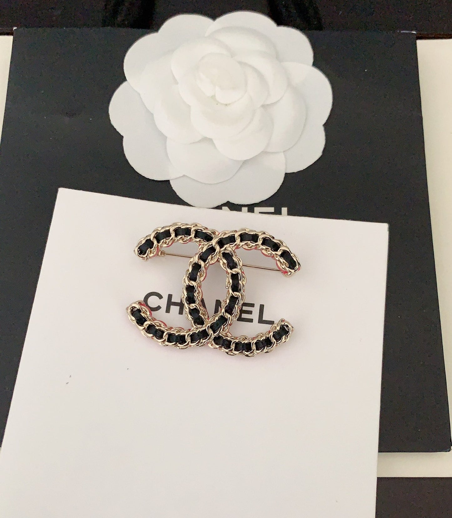 18K Chanel Leather Pink Brooch