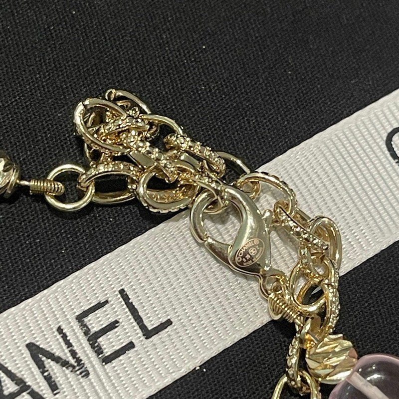18K Chanel 26C Pink Crystal Flower Necklace