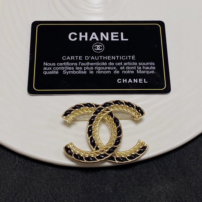 18K Chanel Leather Gold Brooch