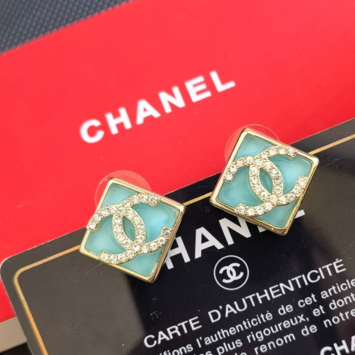 18K Chanel Blue Resin Earrings