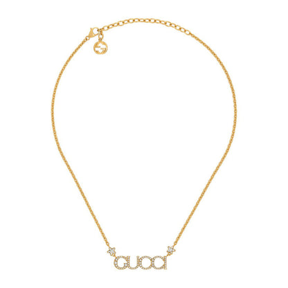 18K Double Gucci Embellished Script Letter Necklace