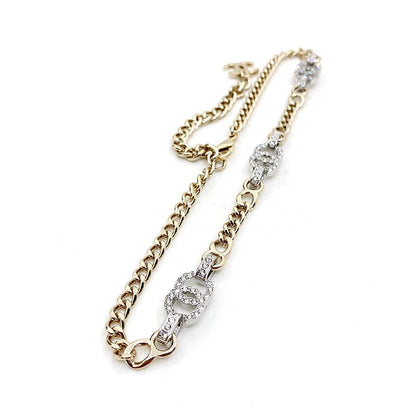 18K Crystal  Chanel Chain Links Choker Necklace
