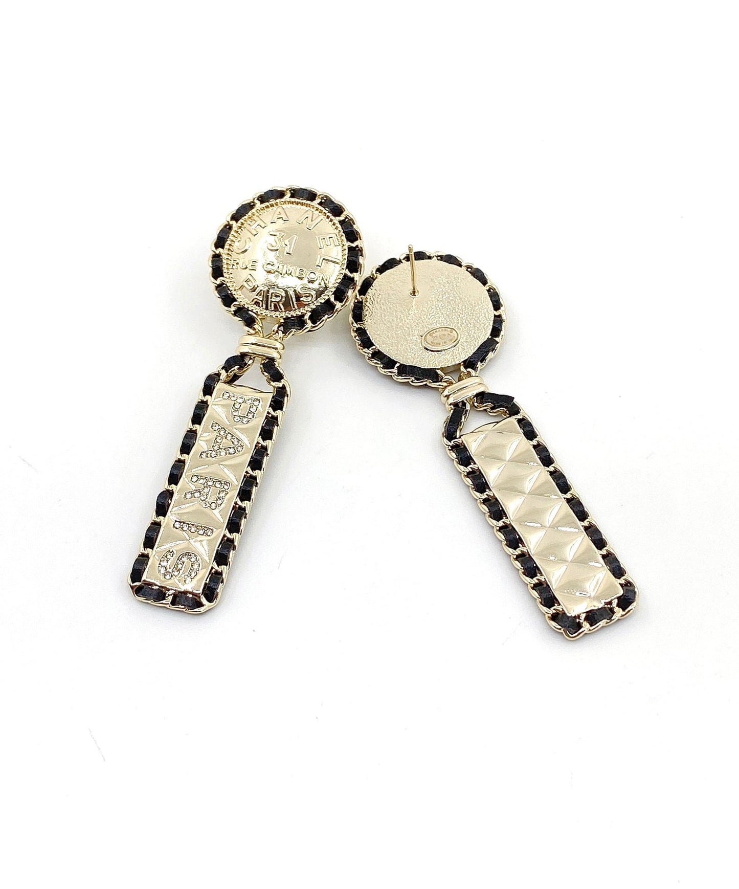 18K  Chanel Leather Earrings