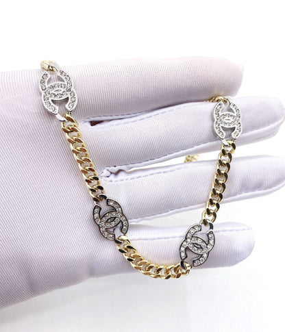 18K Crystal  Chanel Chain Link Necklace