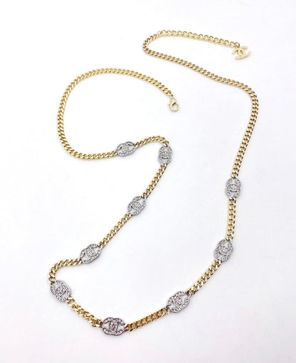 18K Crystal  Chanel Chain Link Necklace
