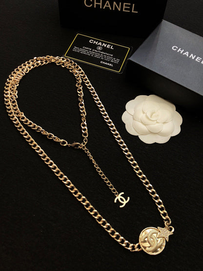 18K  Chanel Rhinestone Star Chain Necklace