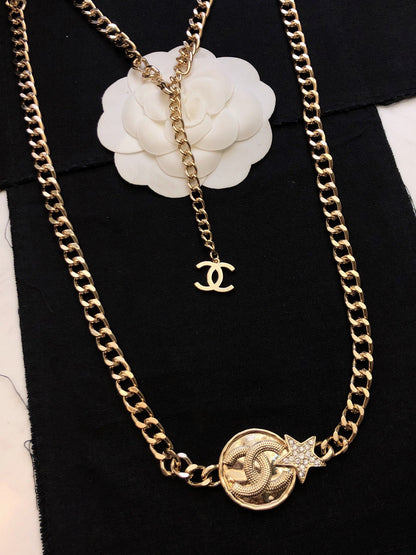 18K  Chanel Rhinestone Star Chain Necklace