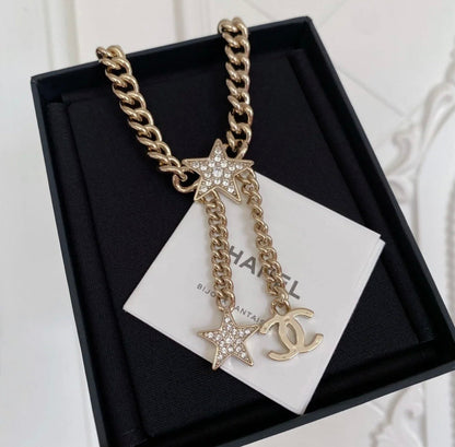 18K  Chanel Rhinestone Star Chain Necklace