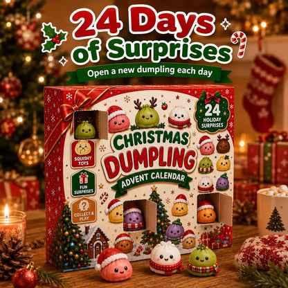 🎄🎁Świąteczny kalendarz adwentowy z mini-gniotkami (Squishies) 2026 – 24-dniowe odliczanie z gniotkami w kształcie pierożków i brokatowymi zabawkami