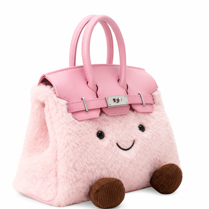 jellykin™ Fluffy Plush designer Handbag – Cute Luxury bag pink