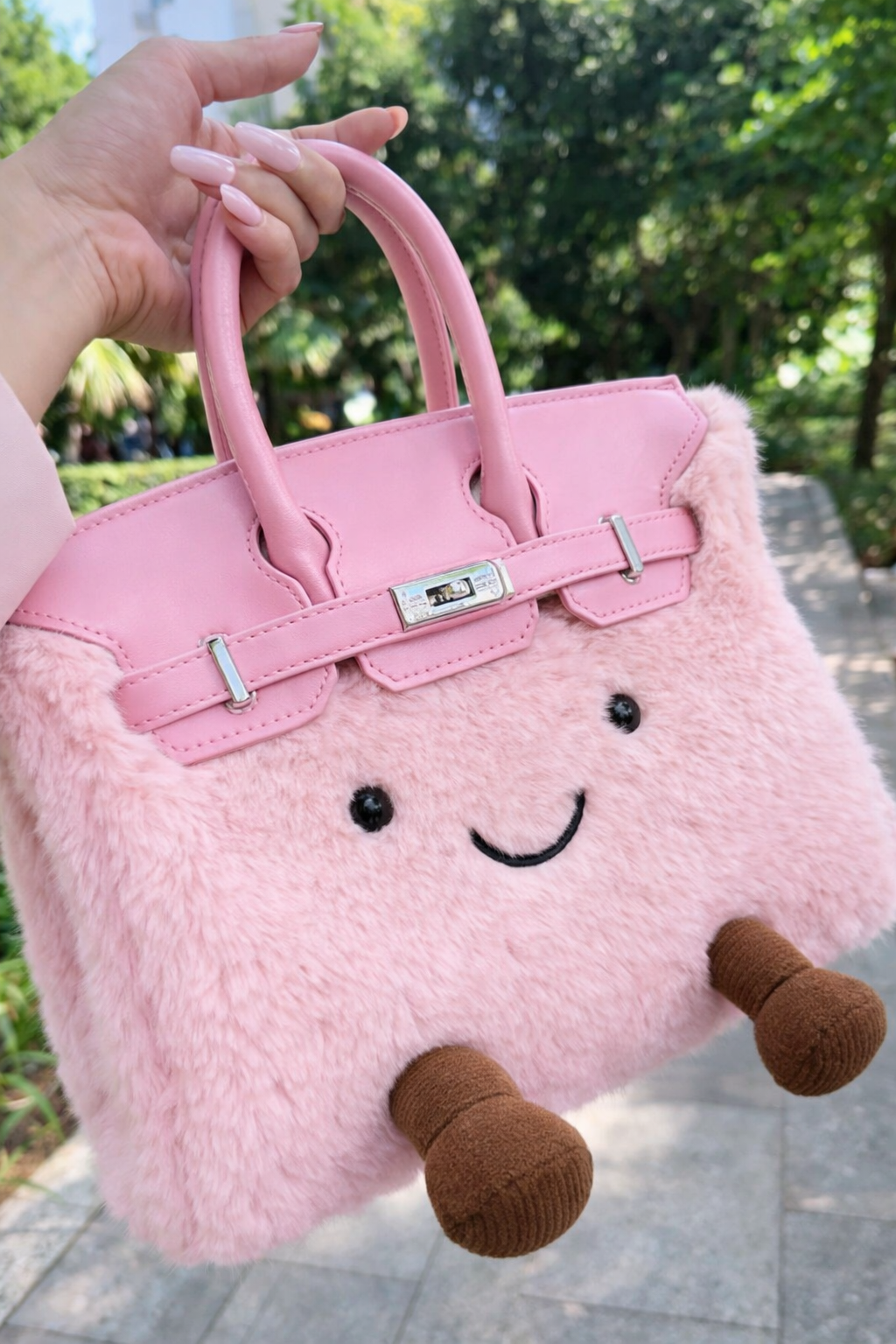 jellykin™ Fluffy Plush designer Handbag – Cute Luxury bag pink
