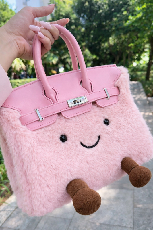 jellykin™ Fluffy Plush designer Handbag – Cute Luxury bag pink
