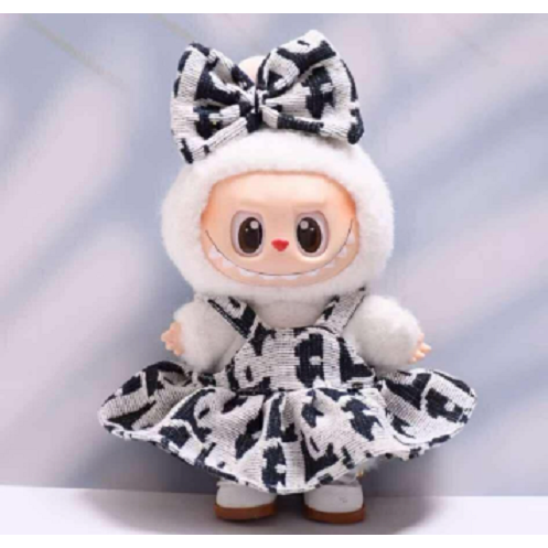 Labubu Outfit Black and White Dress and Bow V2 - Clothing for Labubu