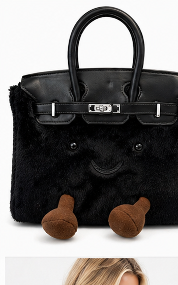 Jellykin™ Fluffy Plush luxury Handbag – All Black Edition