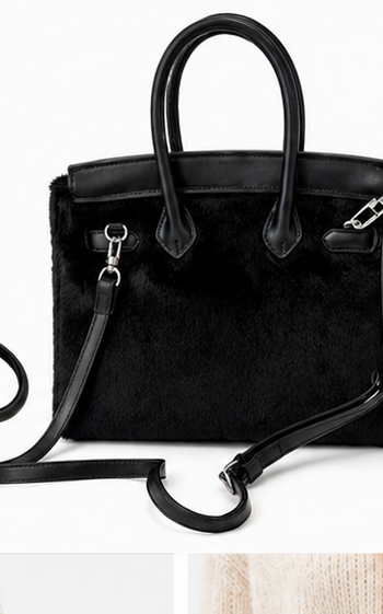 Jellykin™ Fluffy Plush luxury Handbag – All Black Edition