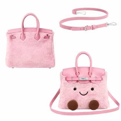 jellykin™ Fluffy Plush designer Handbag – Cute Luxury bag pink