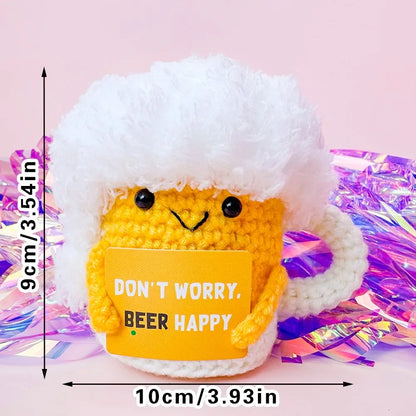 Positive Pocket Hug Mini Crochet Stuffed Doll Handmade Knitted Plush Potato Turtle Duck Funny Support Gift for Friend Home Decor