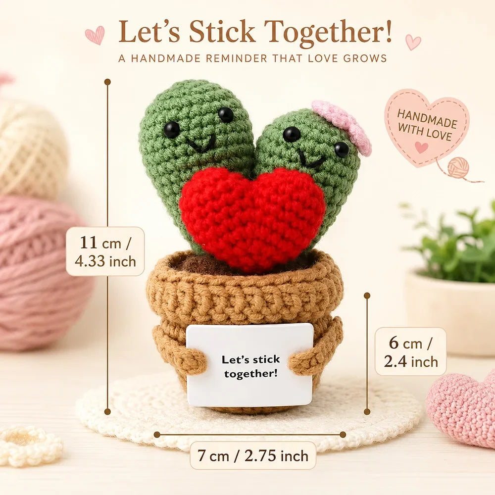 Positive Pocket Hug Mini Crochet Stuffed Doll Handmade Knitted Plush Potato Turtle Duck Funny Support Gift for Friend Home Decor
