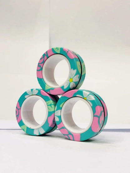 3pcs Fidget Toy Set Finger Magnetic Rings Colorful Adult Magnets Spinner Rings for Relieve Stress Anxiety Relief Therapy