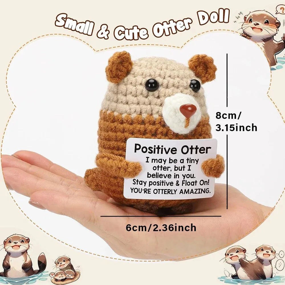 Positive Pocket Hug Mini Crochet Stuffed Doll Handmade Knitted Plush Potato Turtle Duck Funny Support Gift for Friend Home Decor
