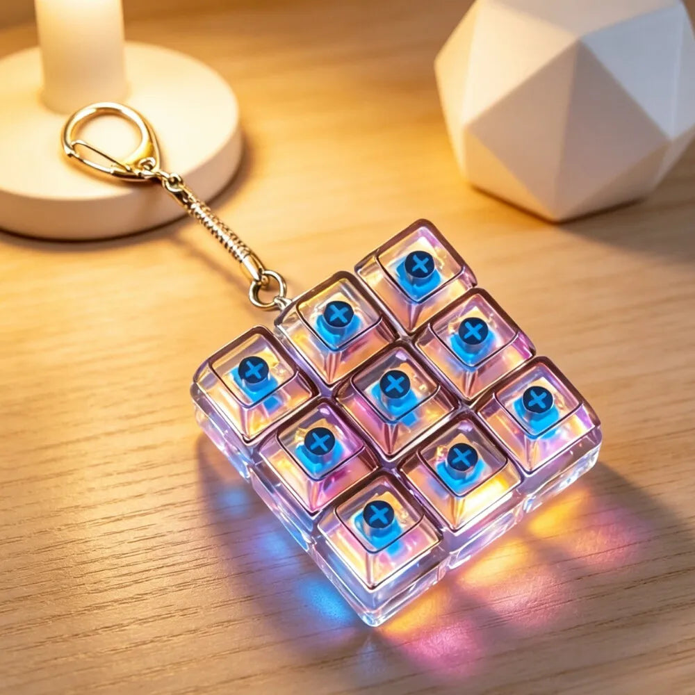 NEW LED Keyboard Keychain Fidget Toys Crystal Clicker Sensory Toy for Stress Relief Keyboard Keychain Fidget Toy for Adults Kids
