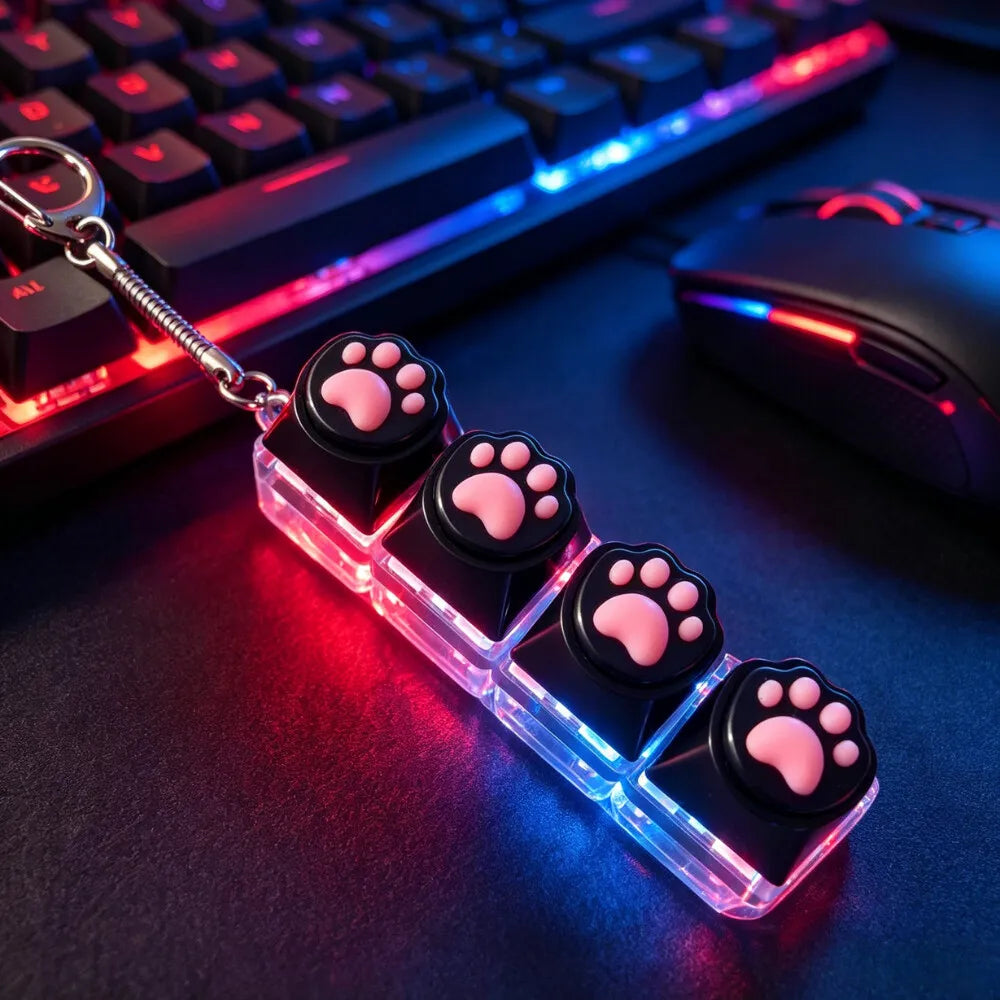 NEW LED Keyboard Keychain Fidget Toys Crystal Clicker Sensory Toy for Stress Relief Keyboard Keychain Fidget Toy for Adults Kids