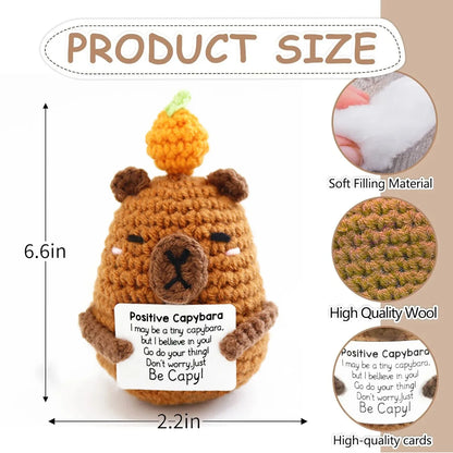 Positive Pocket Hug Mini Crochet Stuffed Doll Handmade Knitted Plush Potato Turtle Duck Funny Support Gift for Friend Home Decor