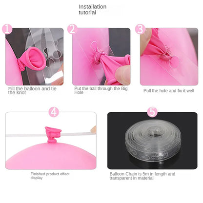 5M Transparent Balloon Chain Strip for Arch Garland Wedding Birthday Decor Baby Shower Balloons Accessories DIY Party Supplies