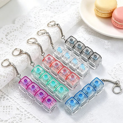 NEW LED Keyboard Keychain Fidget Toys Crystal Clicker Sensory Toy for Stress Relief Keyboard Keychain Fidget Toy for Adults Kids
