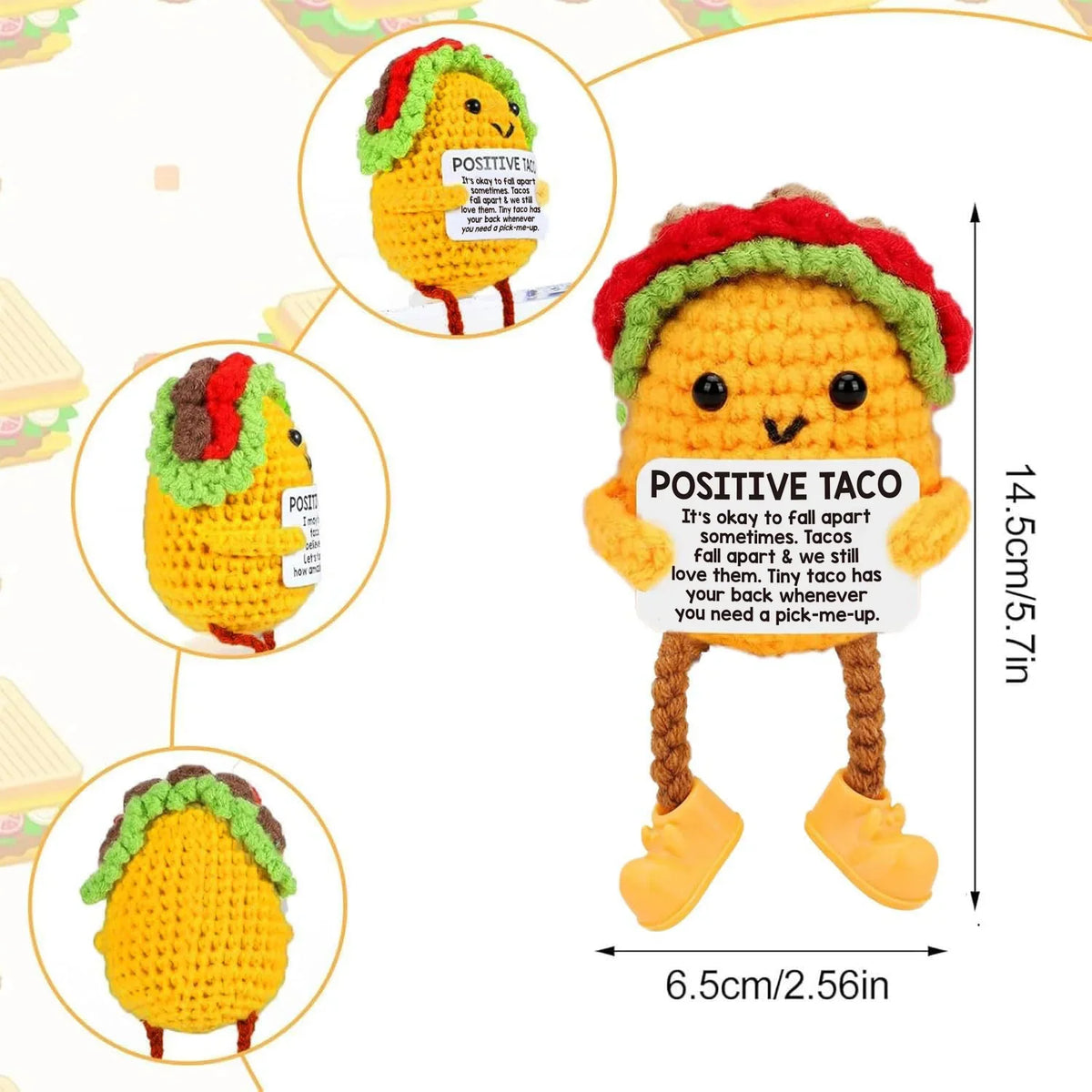 Positive Pocket Hug Mini Crochet Stuffed Doll Handmade Knitted Plush Potato Turtle Duck Funny Support Gift for Friend Home Decor