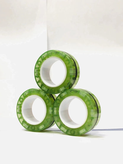 3pcs Fidget Toy Set Finger Magnetic Rings Colorful Adult Magnets Spinner Rings for Relieve Stress Anxiety Relief Therapy