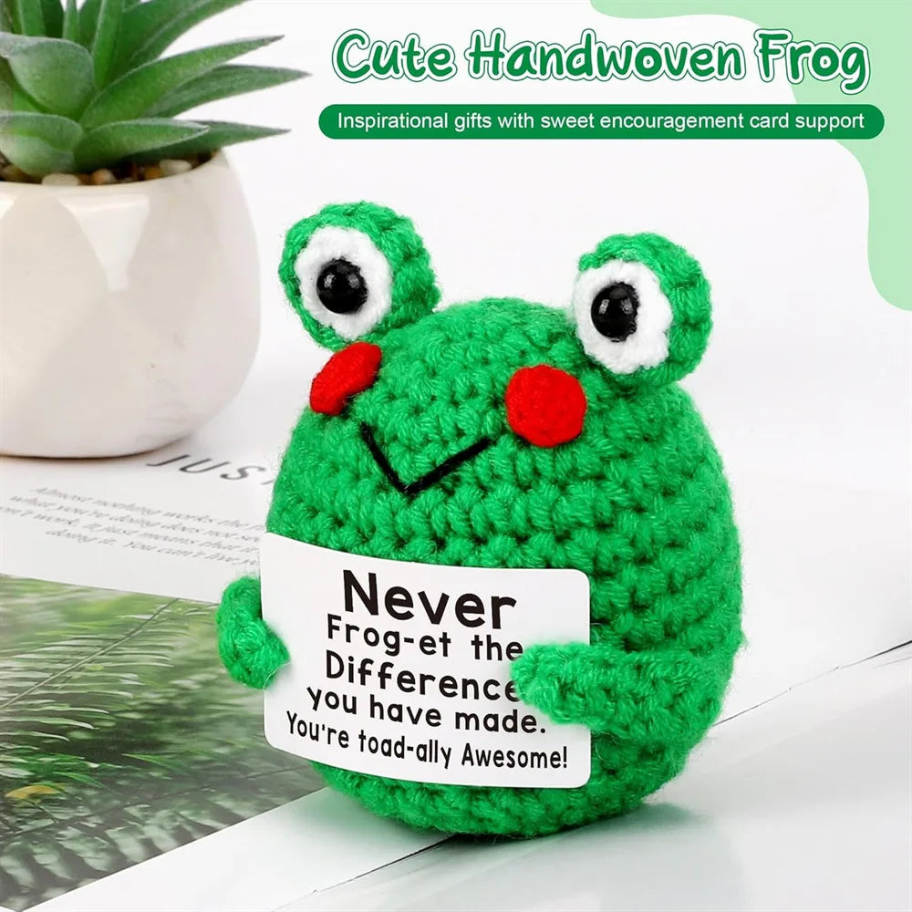 Positive Pocket Hug Mini Crochet Stuffed Doll Handmade Knitted Plush Potato Turtle Duck Funny Support Gift for Friend Home Decor