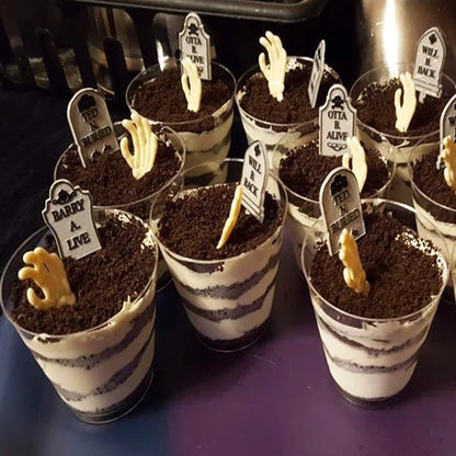 12pcs Halloween Cupcake Toppers Tombstone Graveyard Cake Toppers Scary Cupcake Decoration Table Centerpiece Appetizer Sticks