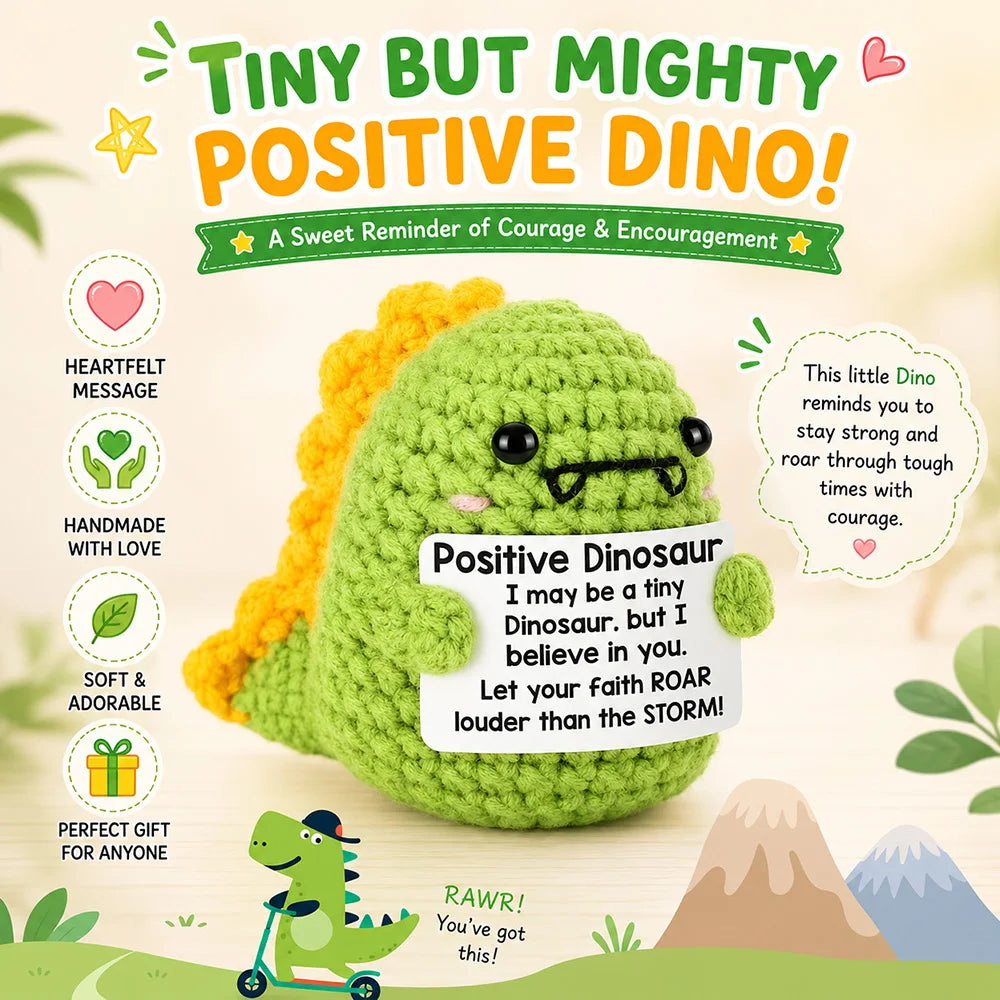 New Handmade Positive Crochet Donkey Animal Doll with Funny Motivational Card Emotional Support Buddy Gift for Friend Coworker