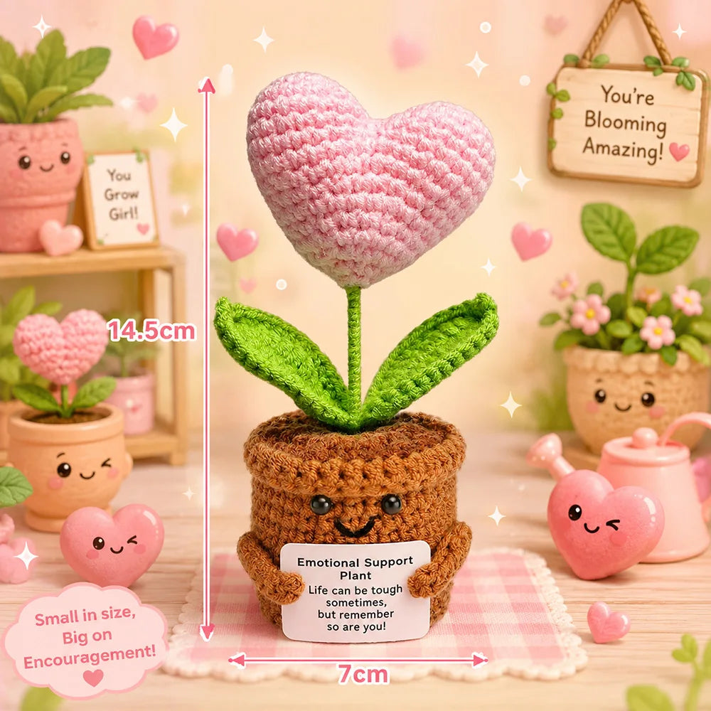 Positive Pocket Hug Mini Crochet Stuffed Doll Handmade Knitted Plush Potato Turtle Duck Funny Support Gift for Friend Home Decor