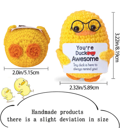 Positive Pocket Hug Mini Crochet Stuffed Doll Handmade Knitted Plush Potato Turtle Duck Funny Support Gift for Friend Home Decor