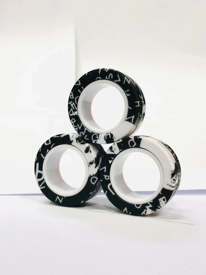 3pcs Fidget Toy Set Finger Magnetic Rings Colorful Adult Magnets Spinner Rings for Relieve Stress Anxiety Relief Therapy