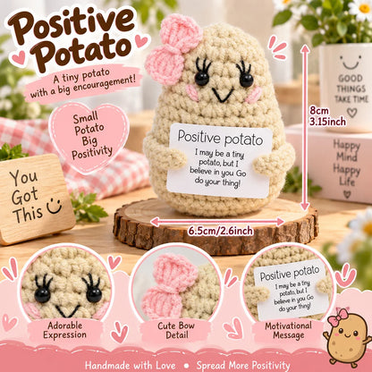 New Handmade Positive Crochet Donkey Animal Doll with Funny Motivational Card Emotional Support Buddy Gift for Friend Coworker
